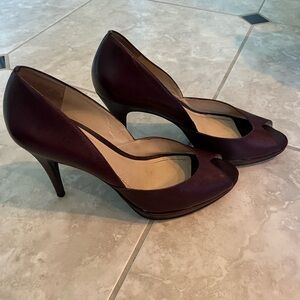 Ann Taylor Deep Burgundy Peep-Toe Heels